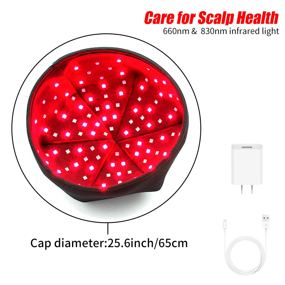 Portable Wearable Red Light Therapy Scalp Care Cap with 660nm & 850nm LEDs 120 LEDs Muscle Relaxation & Brightening for Home Use