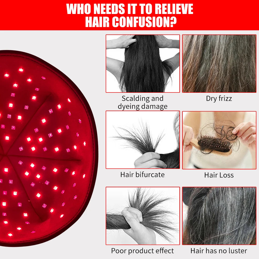 Portable Wearable Red Light Therapy Scalp Care Cap with 660nm & 850nm LEDs 120 LEDs Muscle Relaxation & Brightening for Home Use