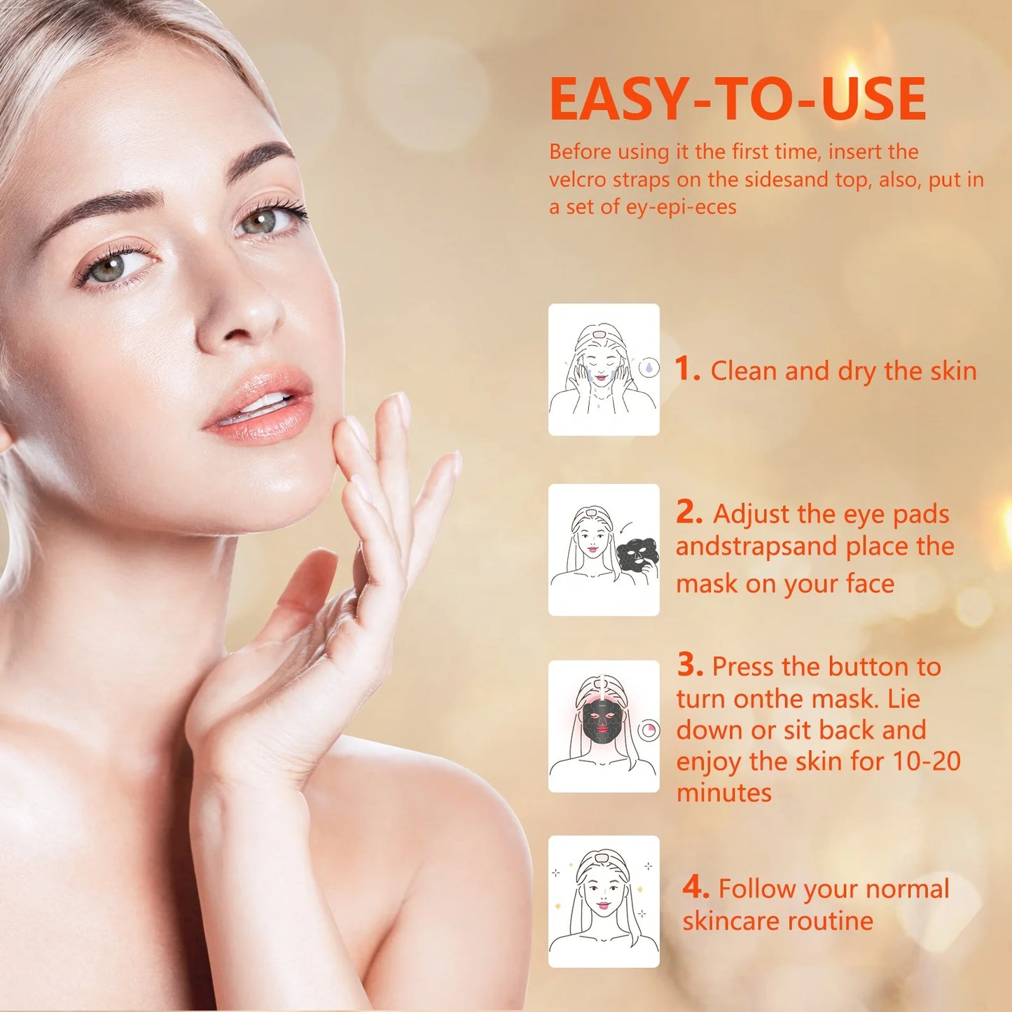 OEM/ODM Led Red Light Therapy for Face, 7 Color Facial Mask Blue Red for Face Facial Skin Care