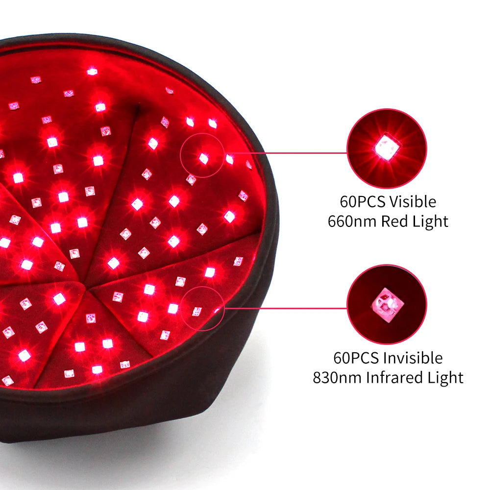 Portable Wearable Red Light Therapy Scalp Care Cap with 660nm & 850nm LEDs 120 LEDs Muscle Relaxation & Brightening for Home Use